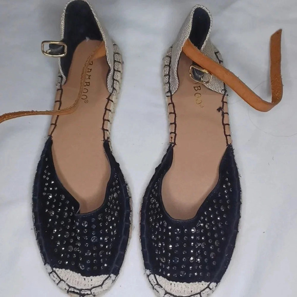 BAMBOO Shoes - Bamboo black rattan espadrille boho casual chic sandals